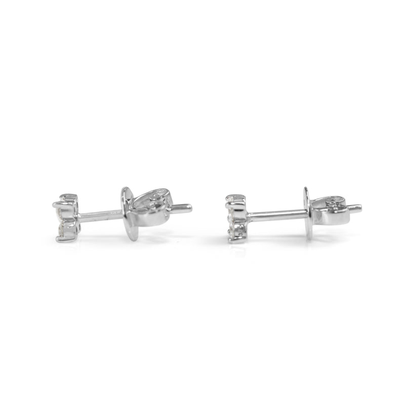 9ct White Gold Fine Diamond Clover Style Studs