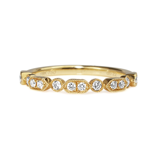 18ct Yellow Gold Vintage Style Diamond Band