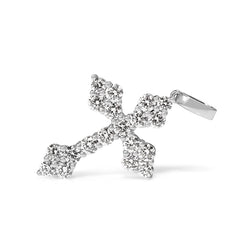 18ct White Gold Diamond Cluster Cross Necklace
