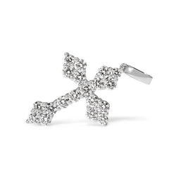 18ct White Gold Diamond Cluster Cross Necklace