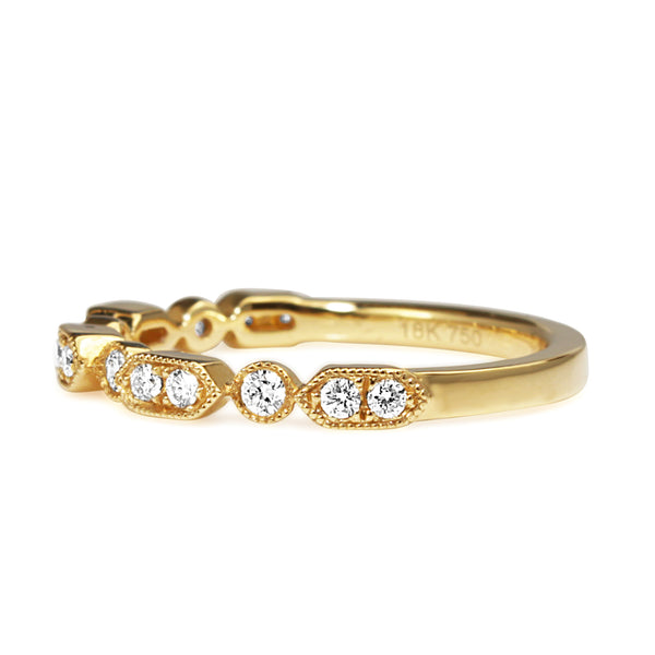 18ct Yellow Gold Vintage Style Diamond Band