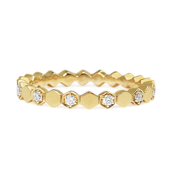 9ct Yellow Gold 'Honeycomb' Diamond Ring