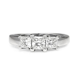 14ct White Gold 3 Stone Princess Cut Diamond Ring