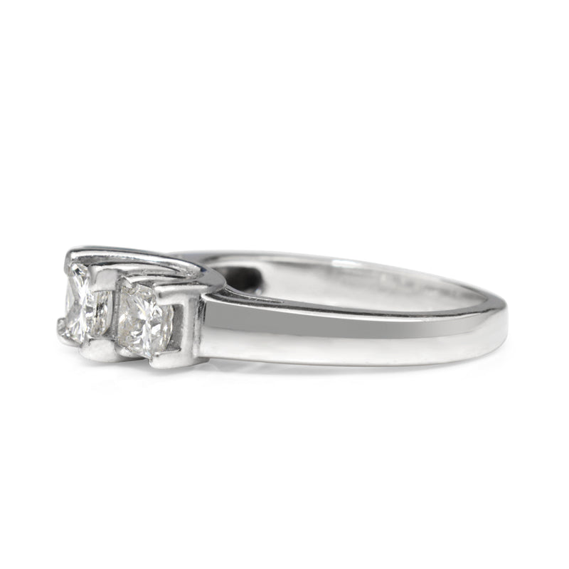 14ct White Gold 3 Stone Princess Cut Diamond Ring