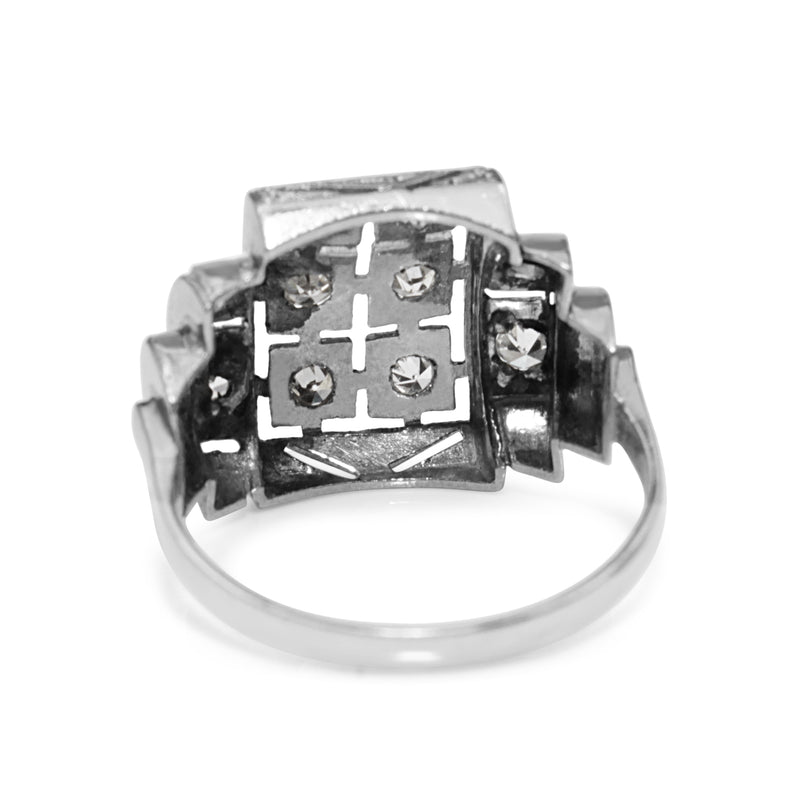 Platinum Art Deco Domed Single Cut Diamond Ring