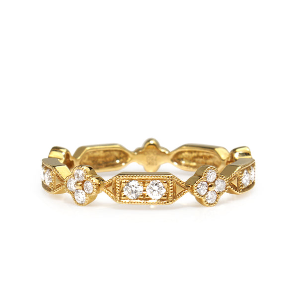 18ct Yellow Gold Vintage Style Stacking Band