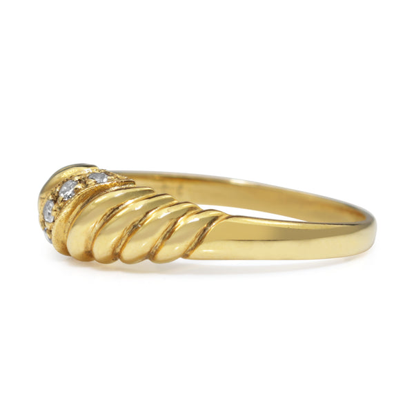 9ct Yellow Gold Old and Single Cut Diamond Twist Ring
