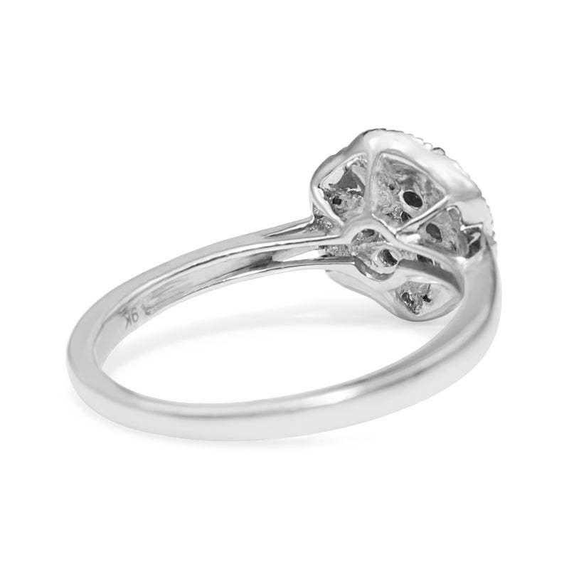 9ct White Gold Floral Diamond Halo Ring