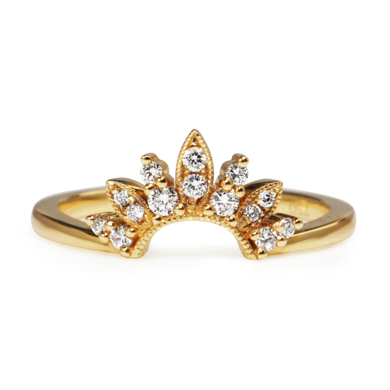 18ct Yellow Gold Curved 'Tiara' Style Diamond Band