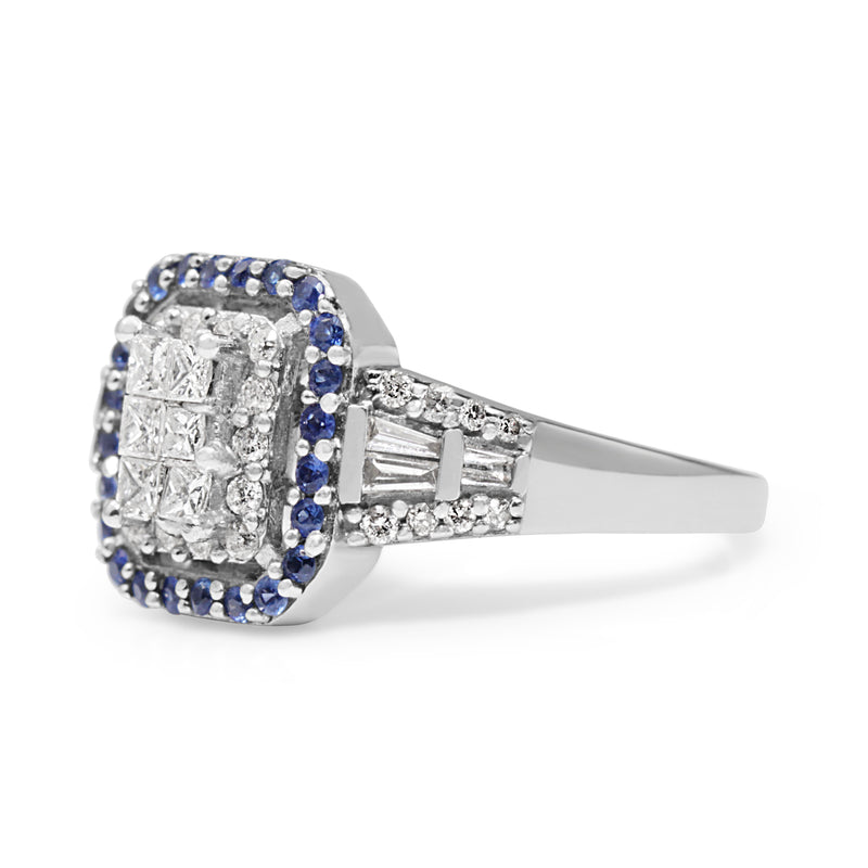 14ct White Gold Sapphire and Diamond Cluster Ring