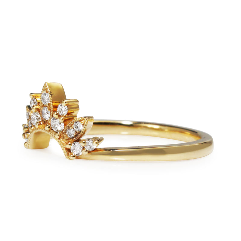 18ct Yellow Gold Curved 'Tiara' Style Diamond Band