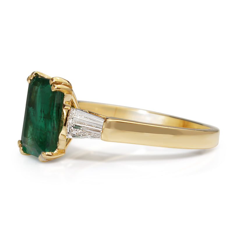 18ct Yellow Gold Emerald and Diamond Ring