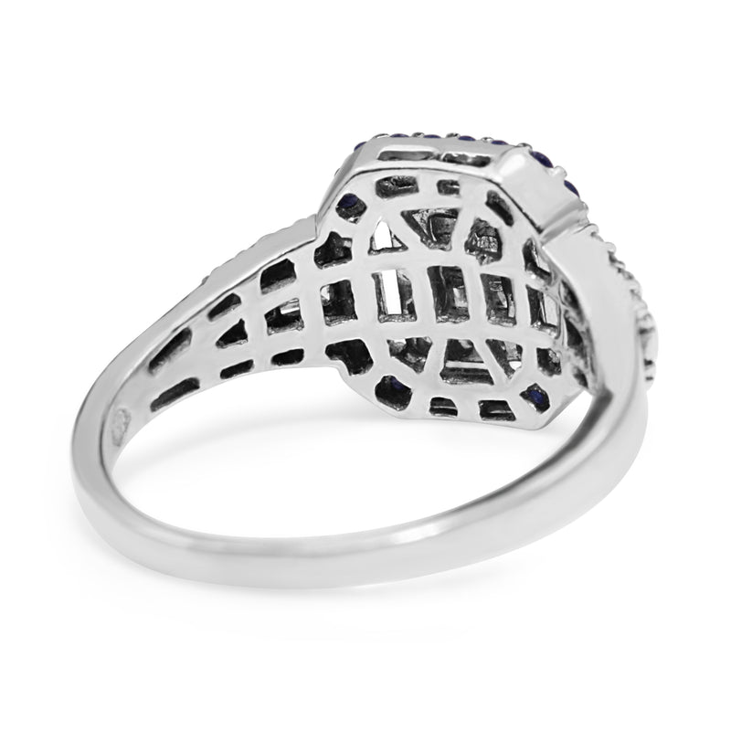 14ct White Gold Sapphire and Diamond Cluster Ring