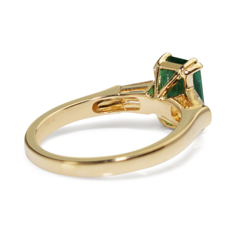 18ct Yellow Gold Emerald and Diamond Ring