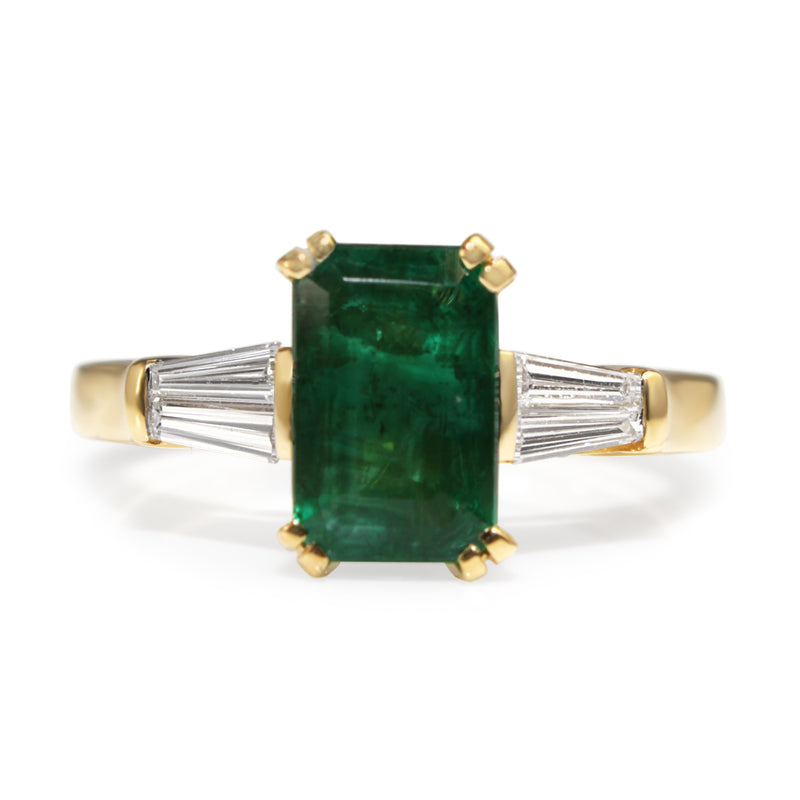 18ct Yellow Gold Emerald and Diamond Ring