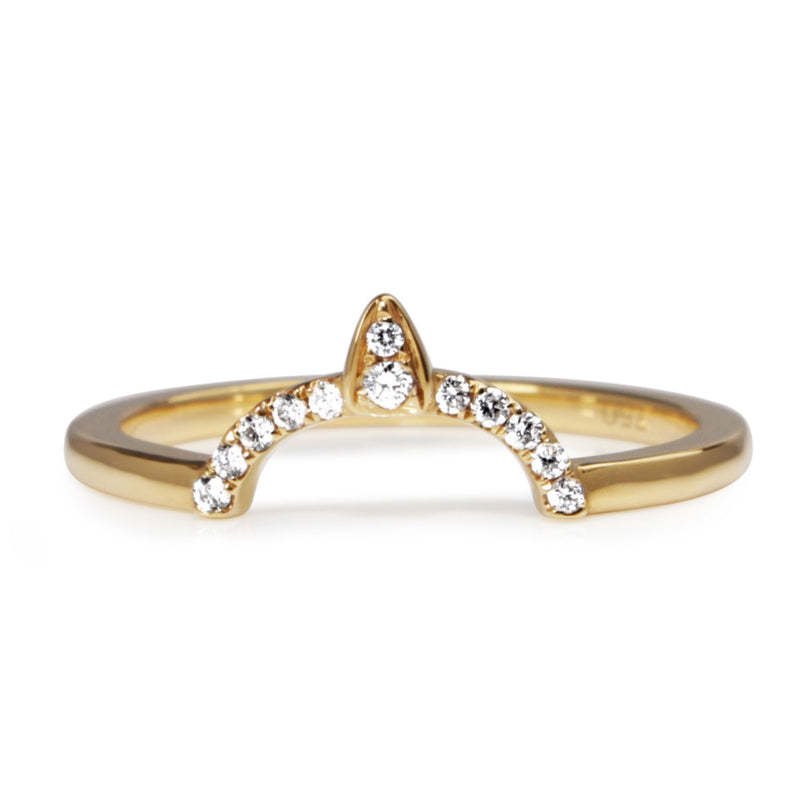 18ct Yellow Gold Curved 'Tiara' Style Diamond Band