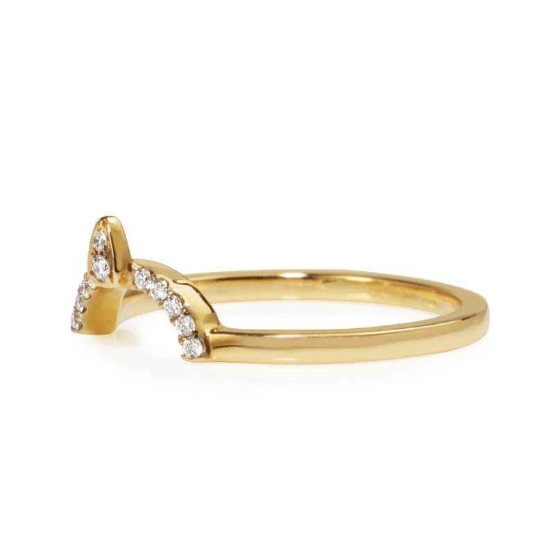 18ct Yellow Gold Curved 'Tiara' Style Diamond Band