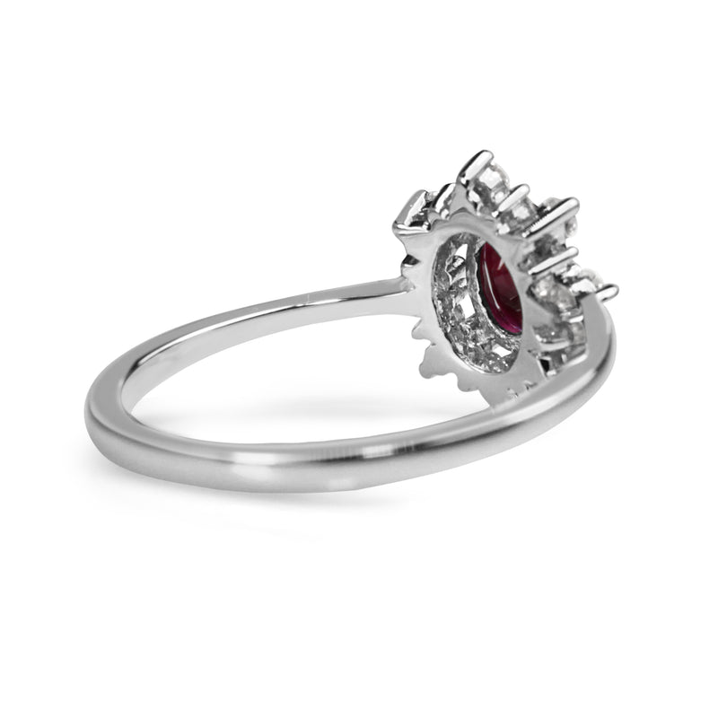 9ct White Gold Ruby and Diamond Cluster Ring