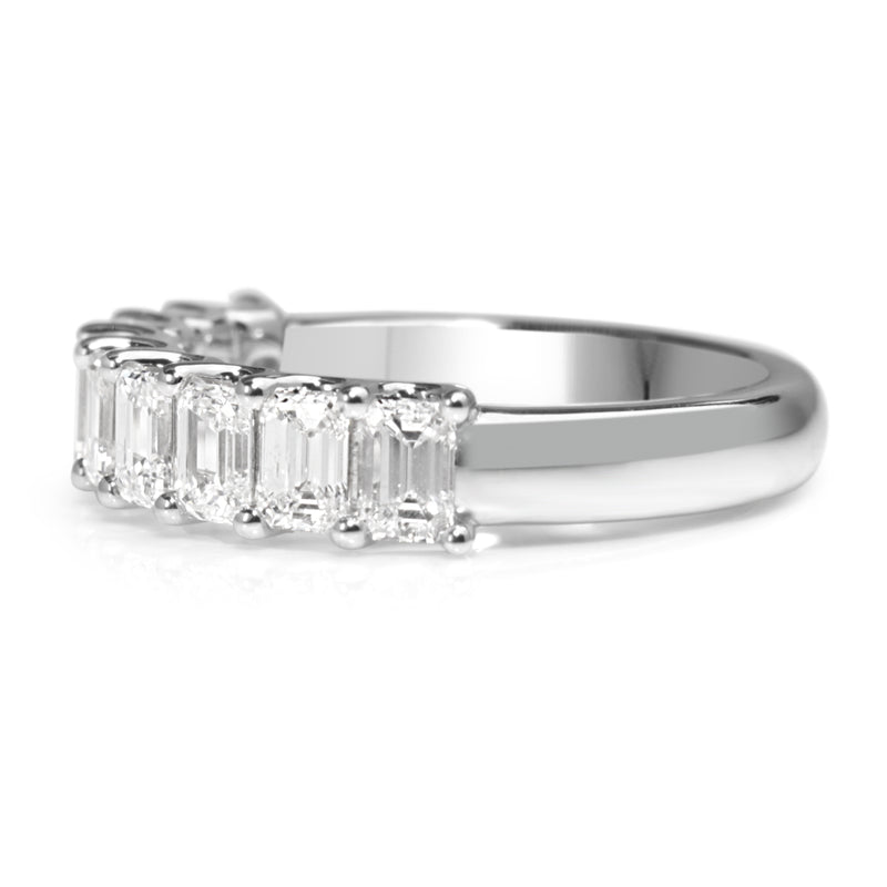 18ct White Gold Emerald Cut Diamond Band