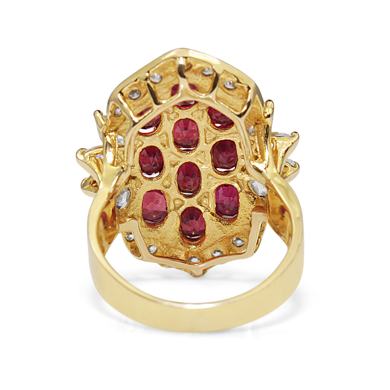 18ct Yellow Gold Estate Ruby and Cubic Zirconia Ring