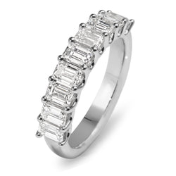 18ct White Gold Emerald Cut Diamond Band