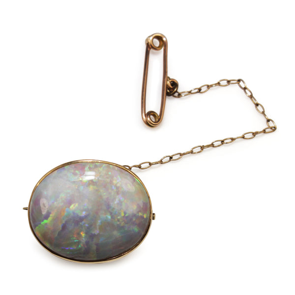 9ct Yellow Gold Solid Opal Brooch