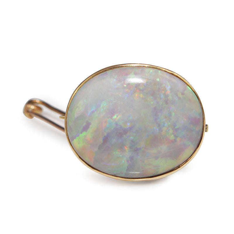 9ct Yellow Gold Solid Opal Brooch