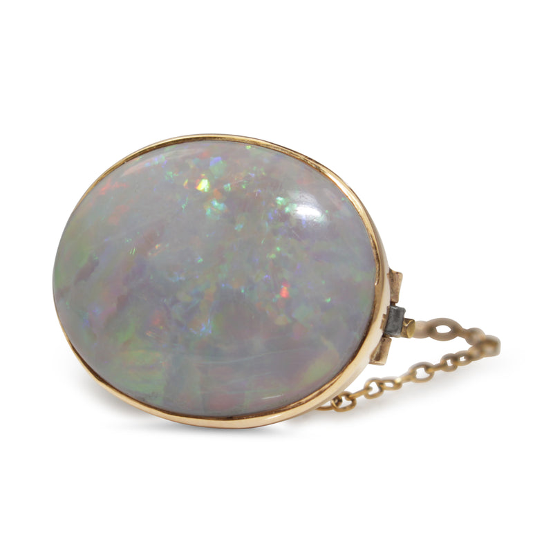 9ct Yellow Gold Solid Opal Brooch