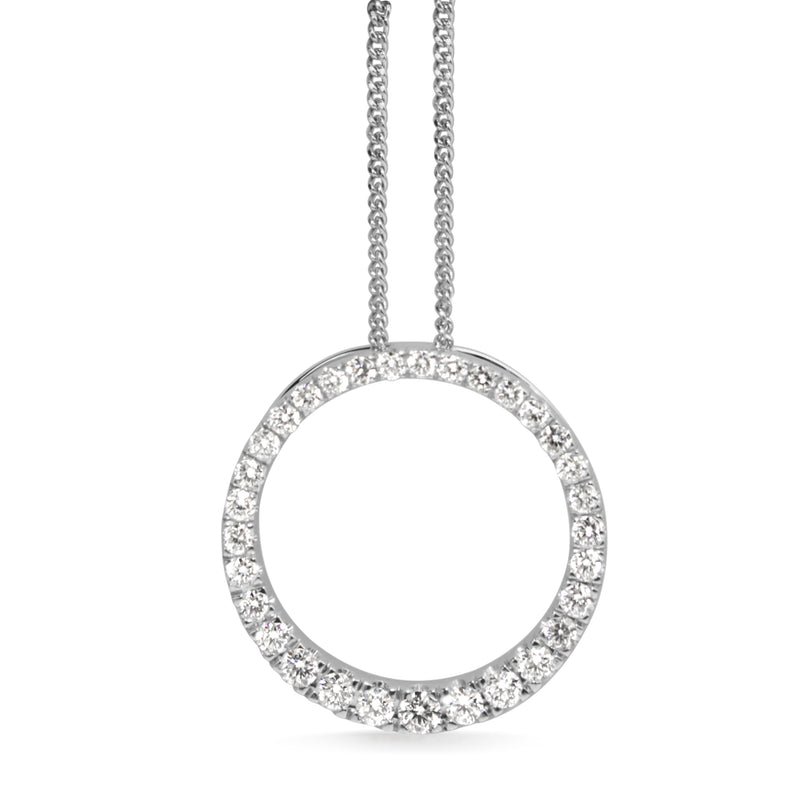 9ct White Gold Graduated Circle of Life Diamond Necklace
