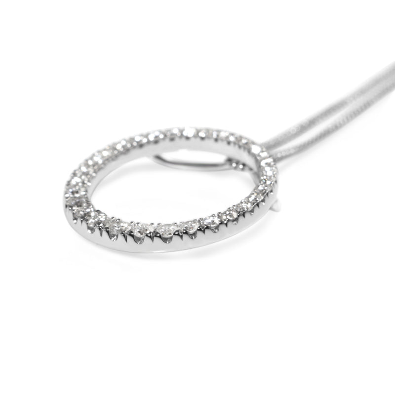 9ct White Gold Graduated Circle of Life Diamond Necklace