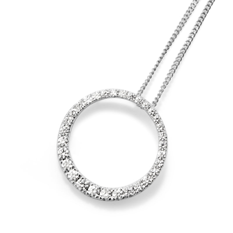 9ct White Gold Graduated Circle of Life Diamond Necklace