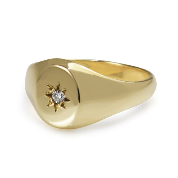 9ct Yellow Gold Diamond Signet Ring