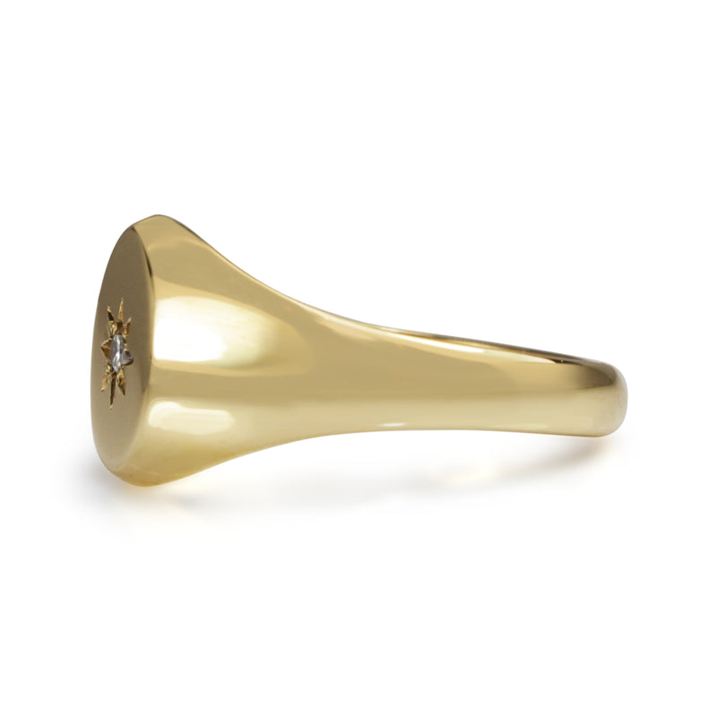 9ct Yellow Gold Diamond Signet Ring