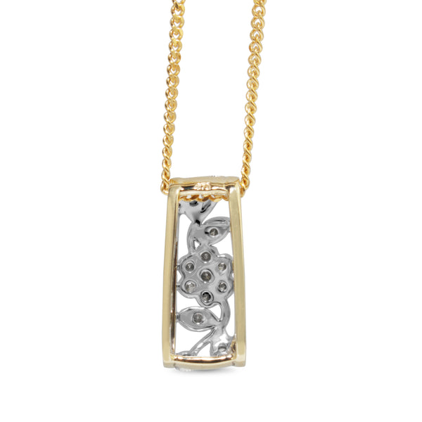 9ct Yellow and White Gold Diamond Daisy Necklace
