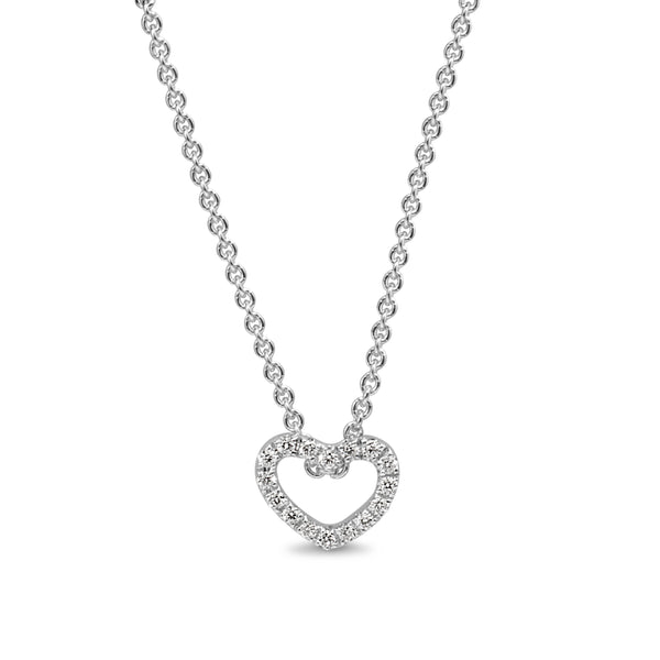 9ct White Gold Small Diamond Heart Necklace