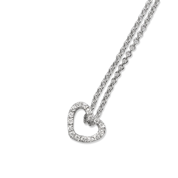 9ct White Gold Small Diamond Heart Necklace