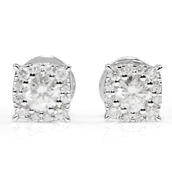 18ct White Gold Cluster Diamond Stud Earrings