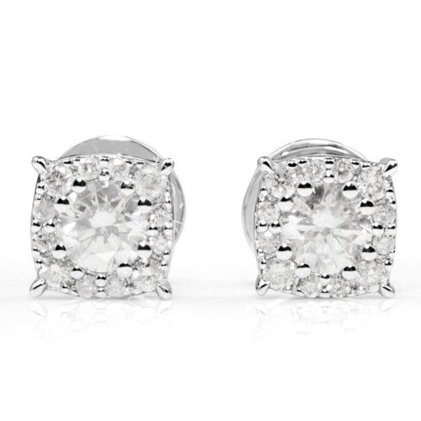 18ct White Gold Cluster Diamond Stud Earrings