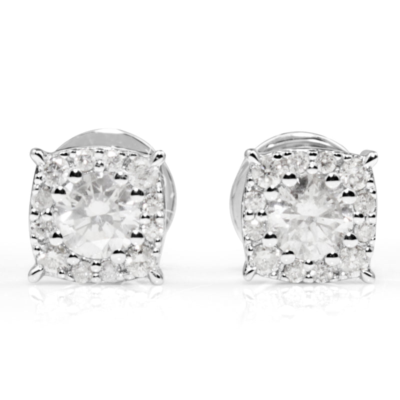 18ct White Gold Cluster Diamond Stud Earrings