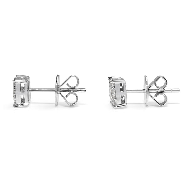 18ct White Gold Cluster Diamond Stud Earrings