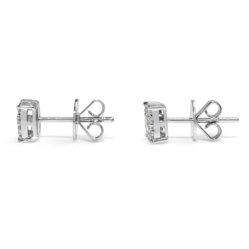 18ct White Gold Cluster Diamond Stud Earrings