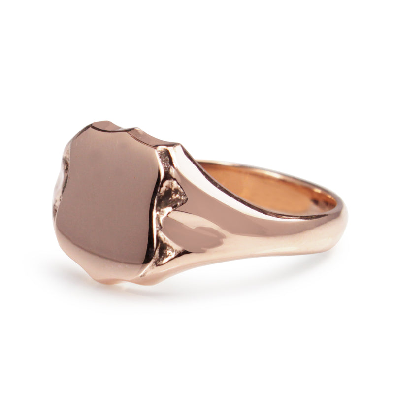 9ct Rose Gold Shield Style Signet Ring