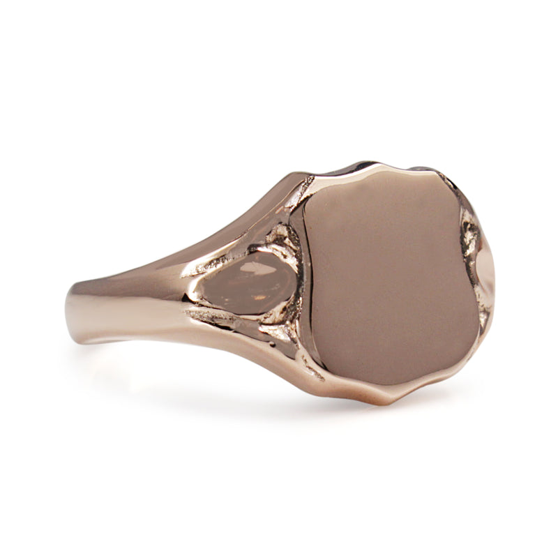 9ct Rose Gold Shield Style Signet Ring