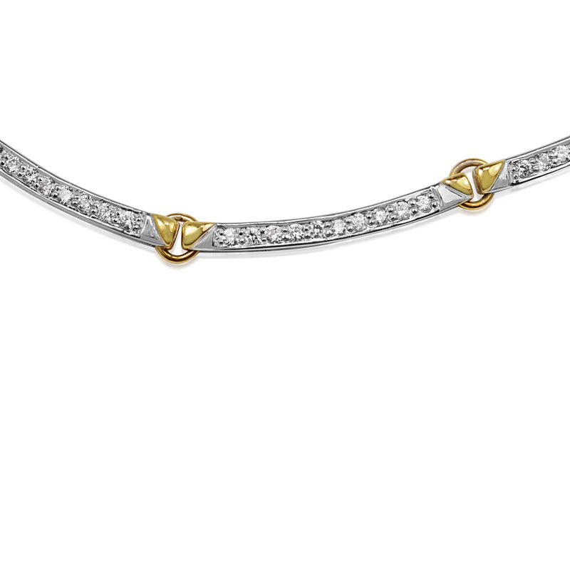 18ct Yellow and White Gold Black and White Diamond Snake Style Necklace