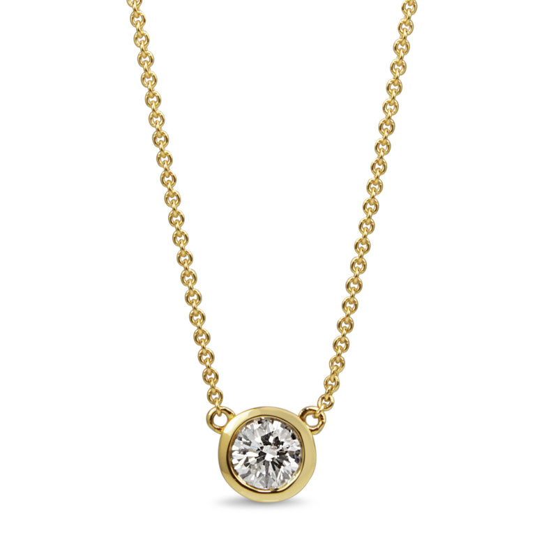 18ct Yellow Gold Bezel Solitaire Diamond Necklace