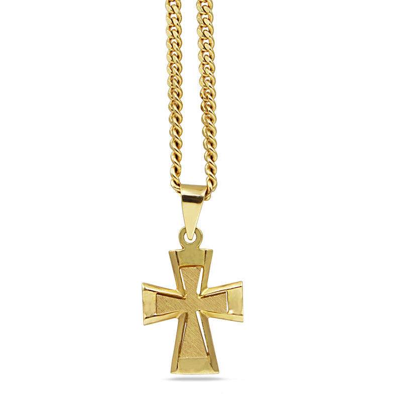18ct Yellow Gold Cross Necklace on 18ct Chain