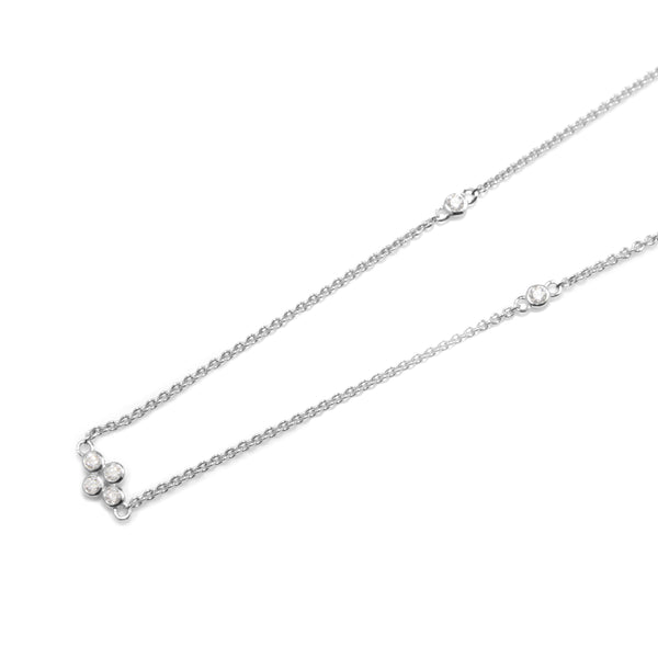 9ct White Gold Fine 'Clover' Chain with Diamonds