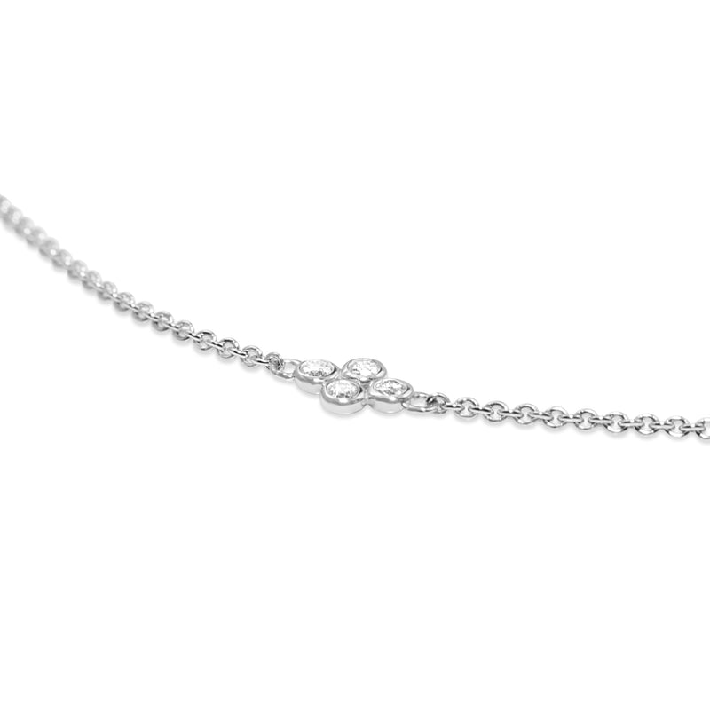 9ct White Gold Fine 'Clover' Chain with Diamonds