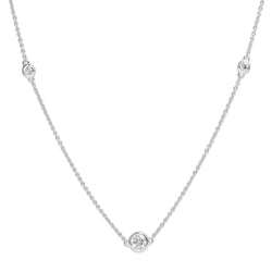 18ct White Gold Graduated Bezel Set Diamond Chain / Necklace