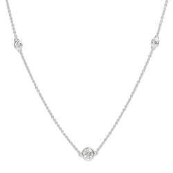 18ct White Gold Graduated Bezel Set Diamond Chain / Necklace